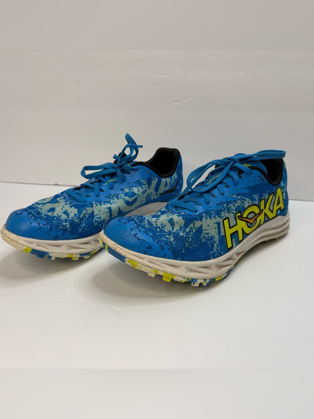 HOKA Crescendo XC Cross Country Racing Shoes unisex M8 W9.5 Blue Yellow Running